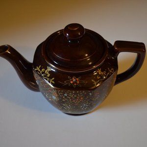 Beautiful Brown Floral Design Pattern Ceramic Tea Pot Japan